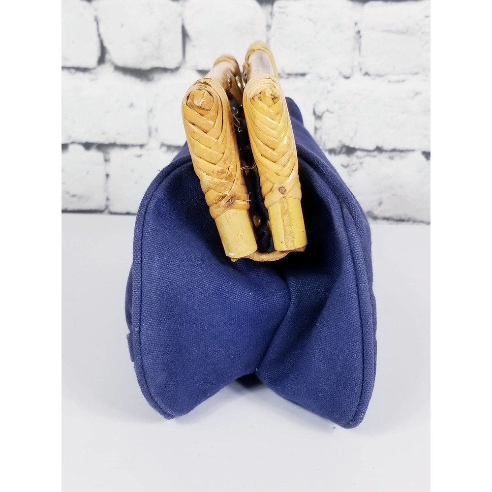 VINTAGE 70s 80s Bamboo Handle Clutch - Picture 3 of 9